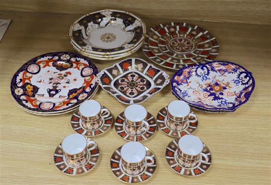 Royal Crown Derby 1128 pattern part coffee set, five further 1128 pattern items and assorted 19th century tableware